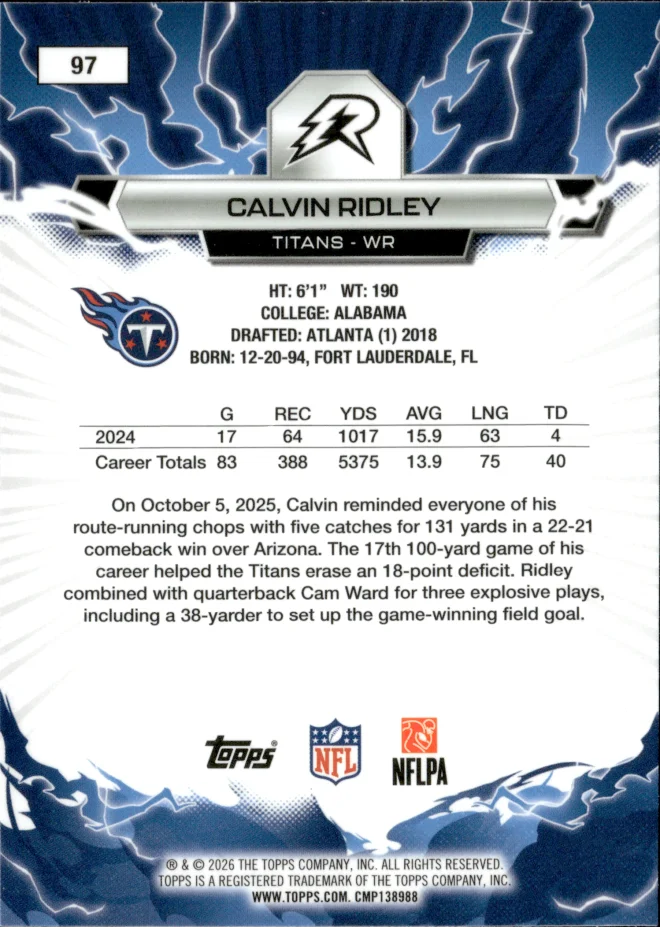 Calvin Ridley card back