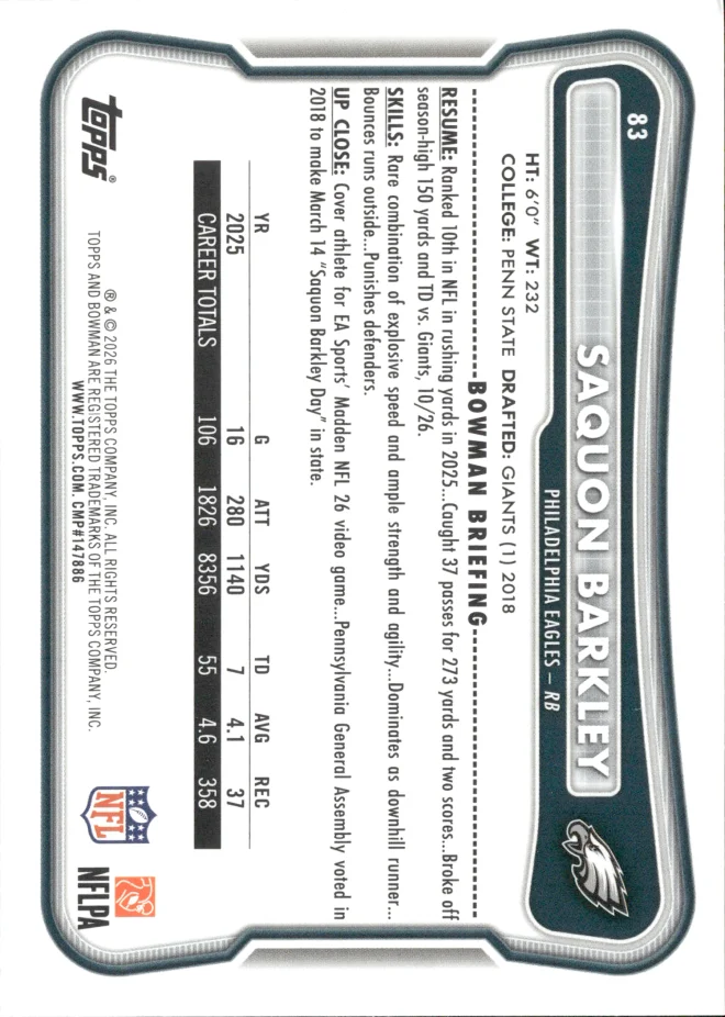 Saquon Barkley card back