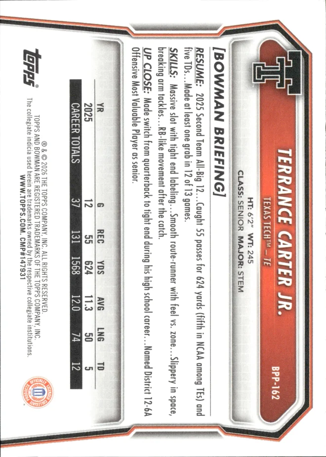 Terrance Carter Jr. card back