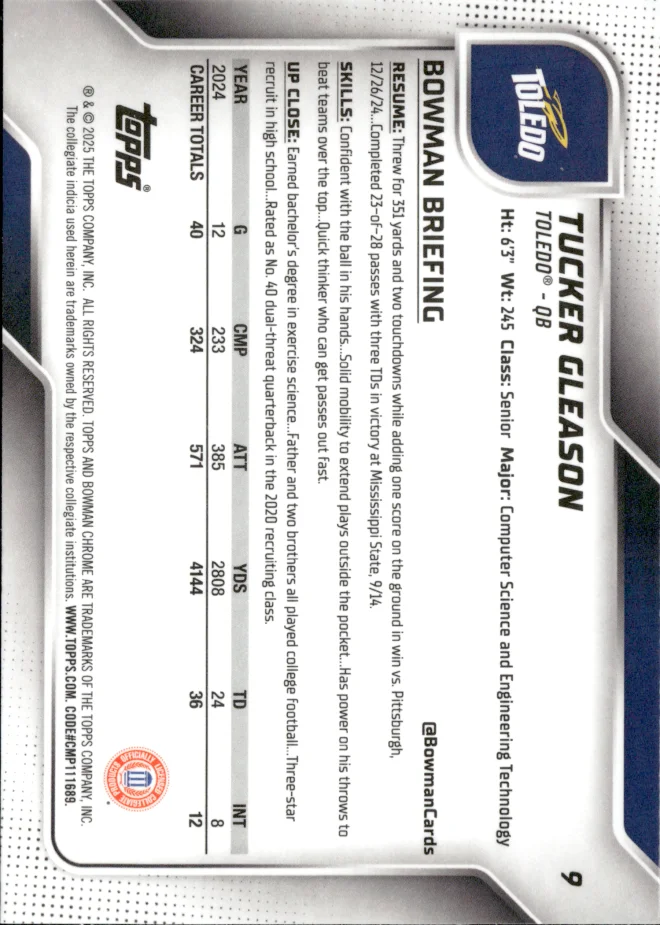 Tucker Gleason card back