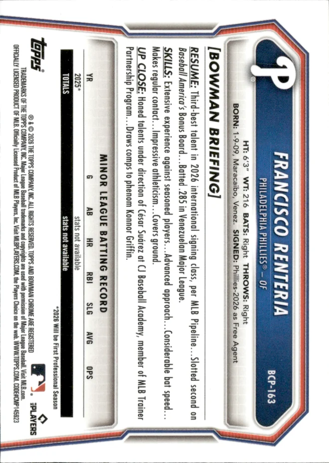 Francisco Renteria card back