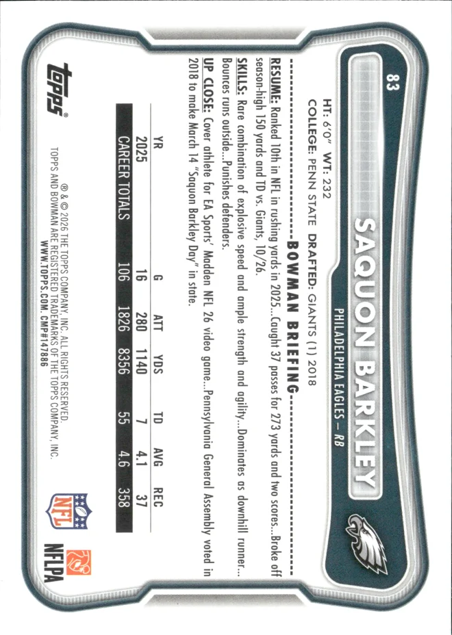 Saquon Barkley card back