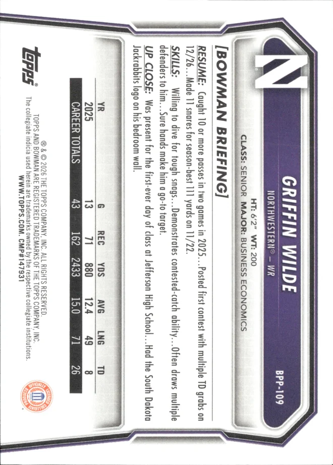 Griffin Wilde card back