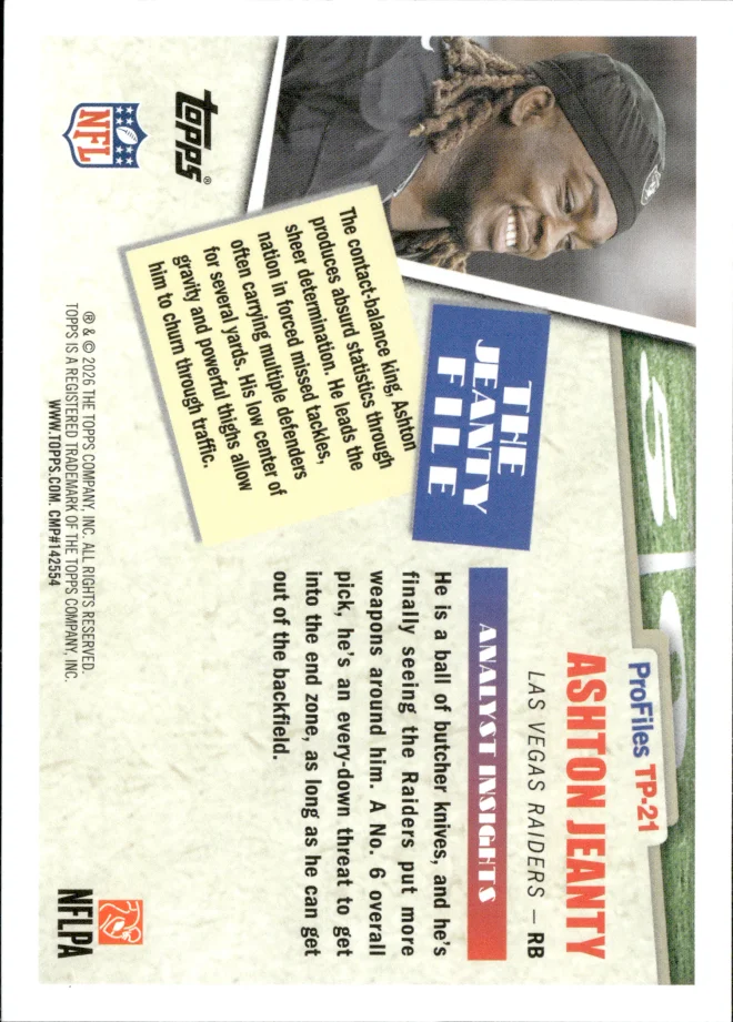 Ashton Jeanty card back