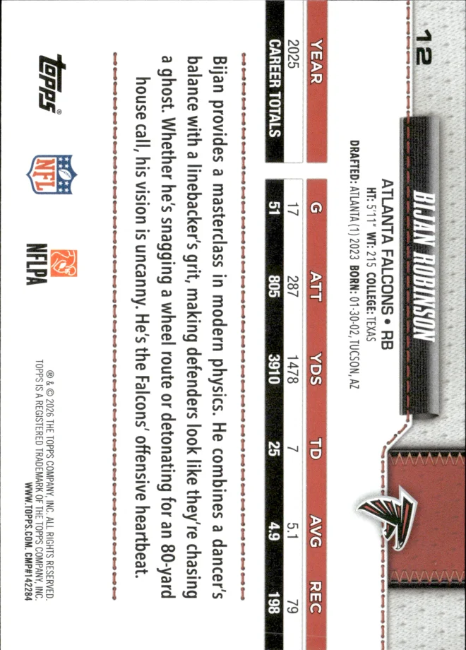 Bijan Robinson card back