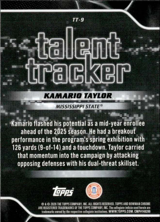 Kamario Taylor card back