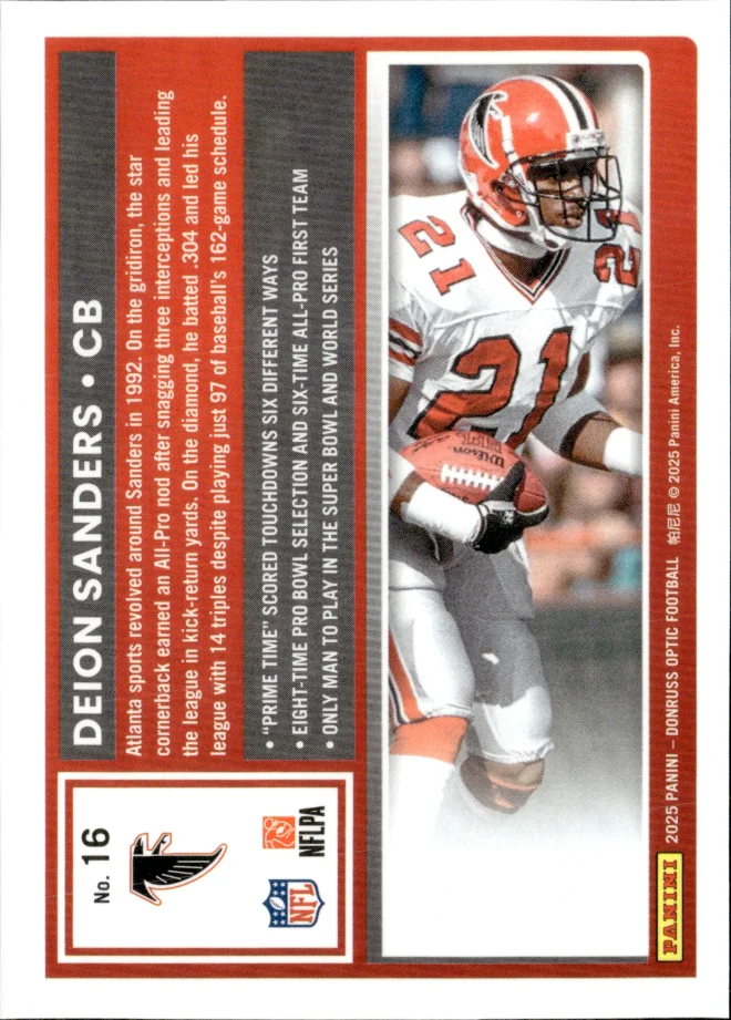 Deion Sanders card back
