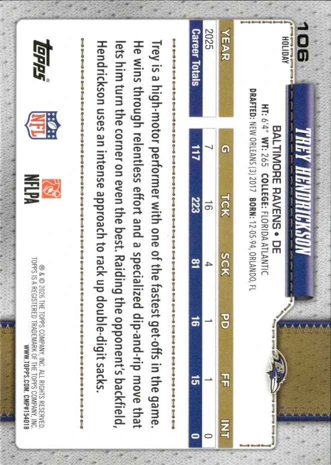 Trey Hendrickson card back