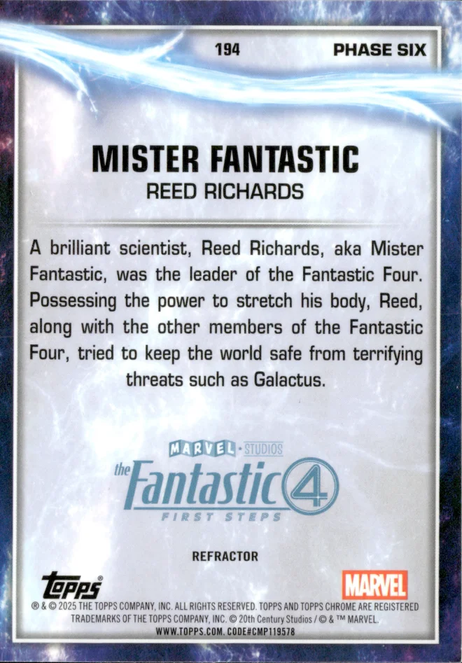 Reed Richards / Mister Fantastic card back