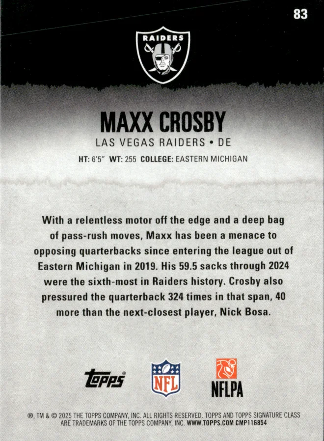 Maxx Crosby card back