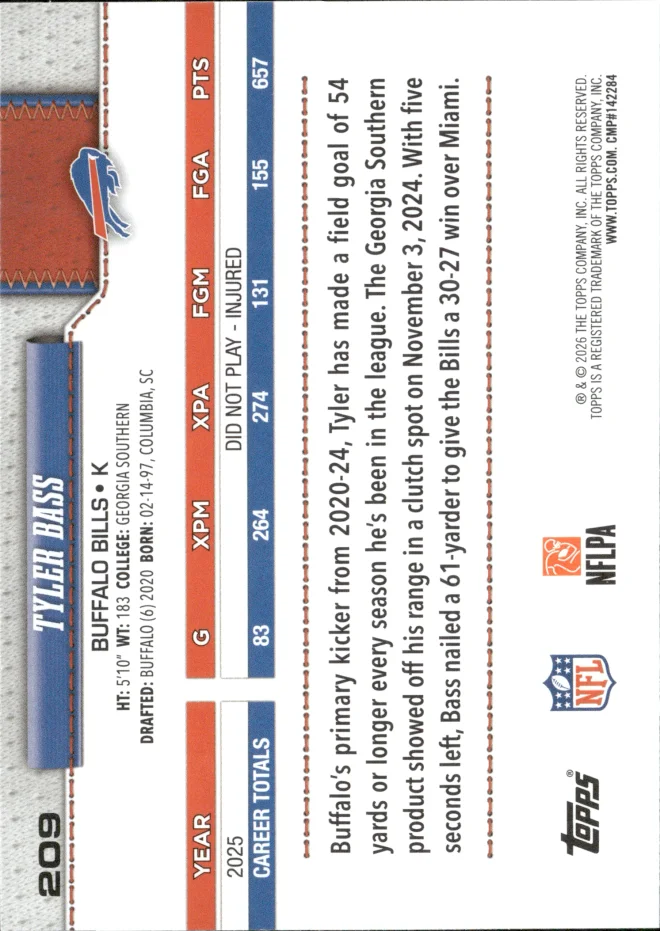 Tyler Bass card back