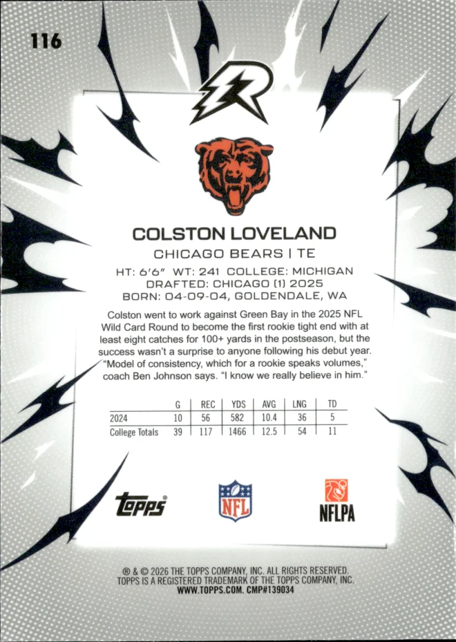 Colston Loveland card back