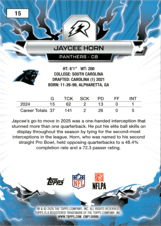 Jaycee Horn card back