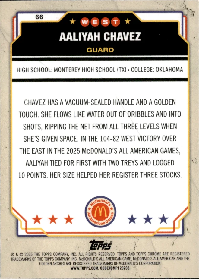 Aaliyah Chavez card back