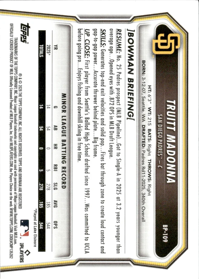 Truitt Madonna card back