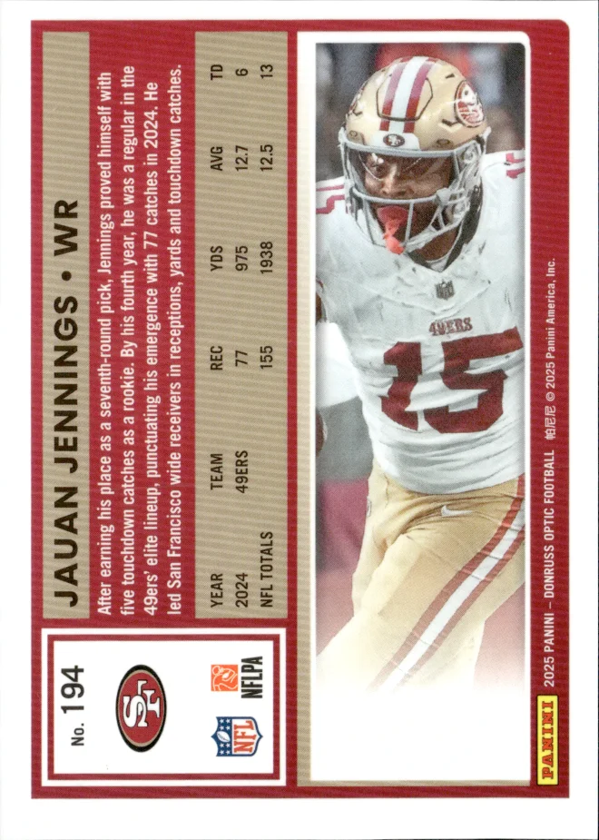 Jauan Jennings card back