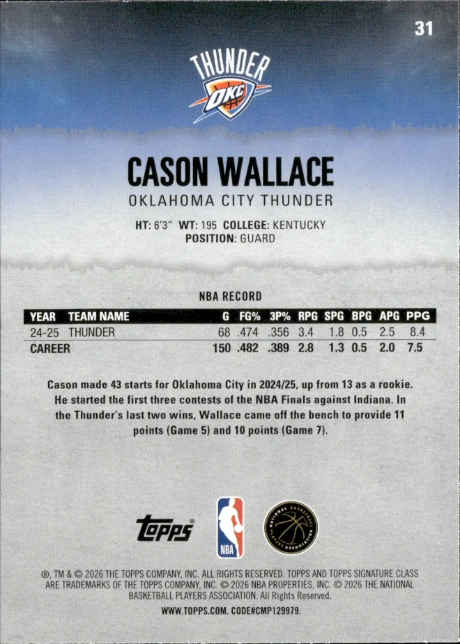 Cason Wallace card back