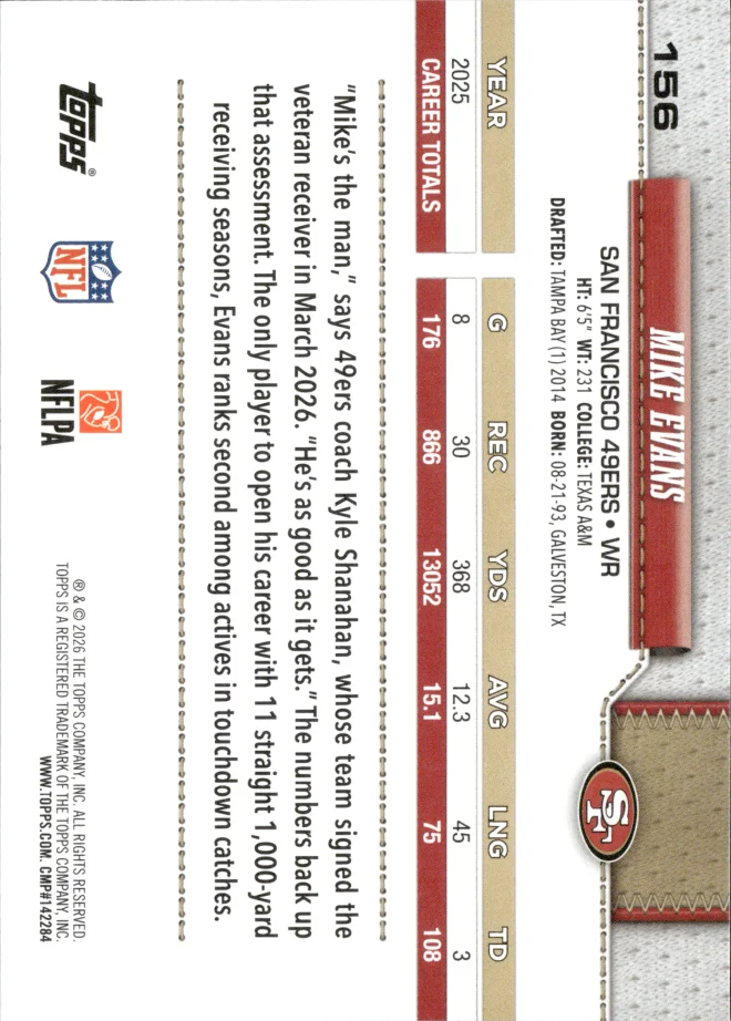 Mike Evans card back