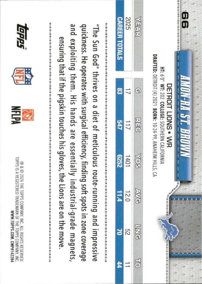 Amon-Ra St. Brown card back