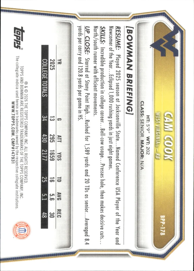 Cam Cook card back