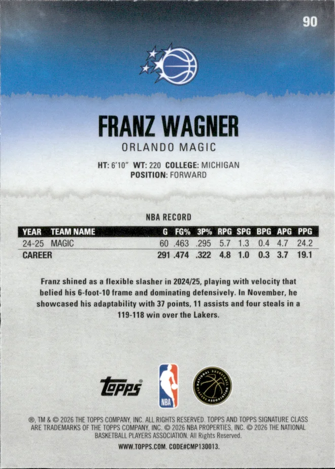 Franz Wagner card back