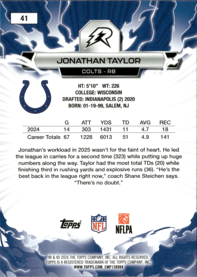 Jonathan Taylor card back