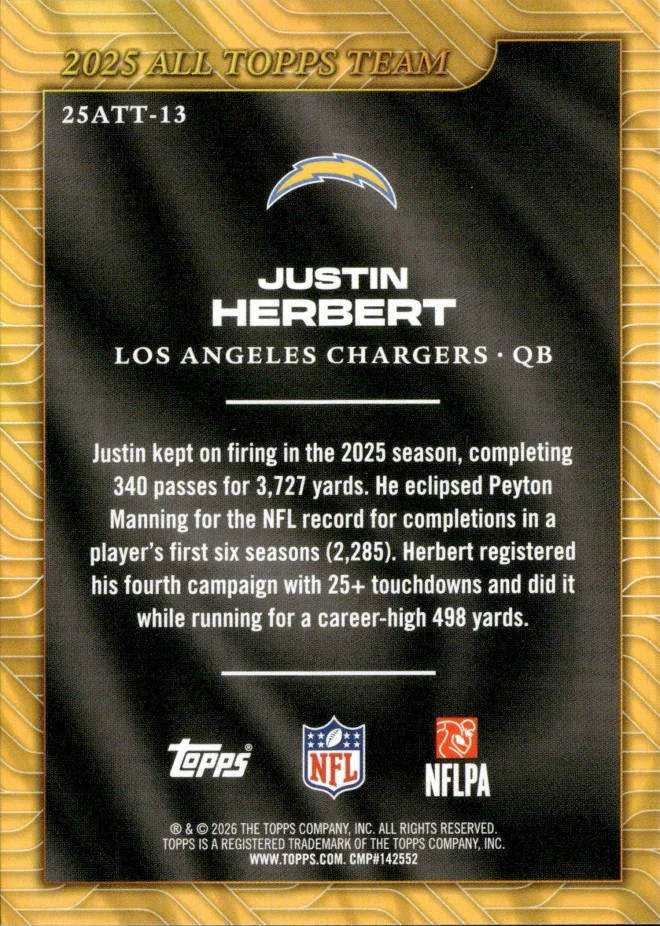 Justin Herbert card back