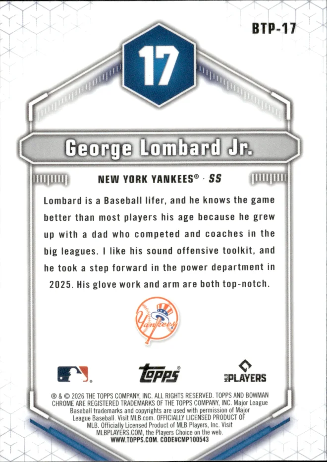 George Lombard Jr. card back