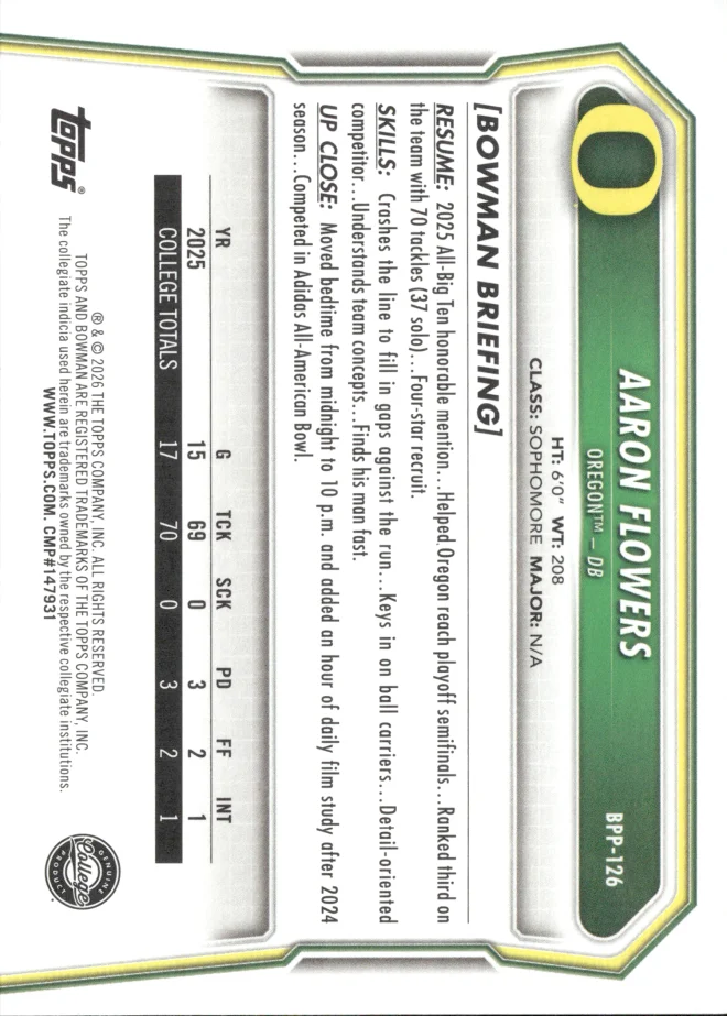 Aaron Flowers card back