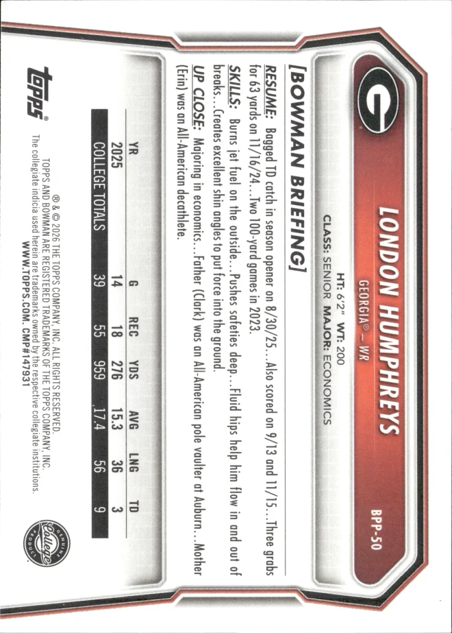 London Humphreys card back