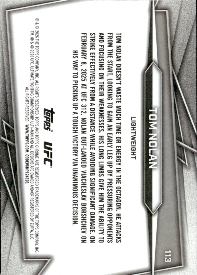 Tom Nolan card back