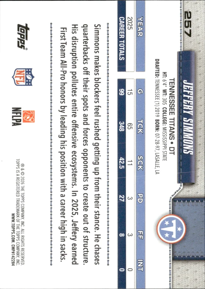 Jeffery Simmons card back