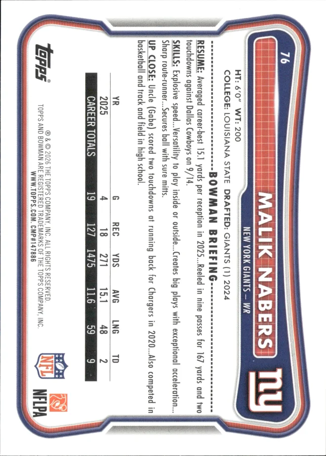 Malik Nabers card back