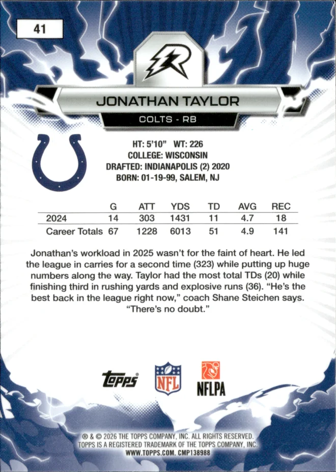 Jonathan Taylor card back