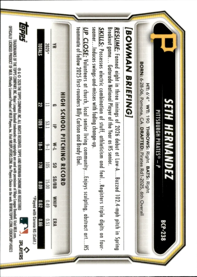 Seth Hernandez card back