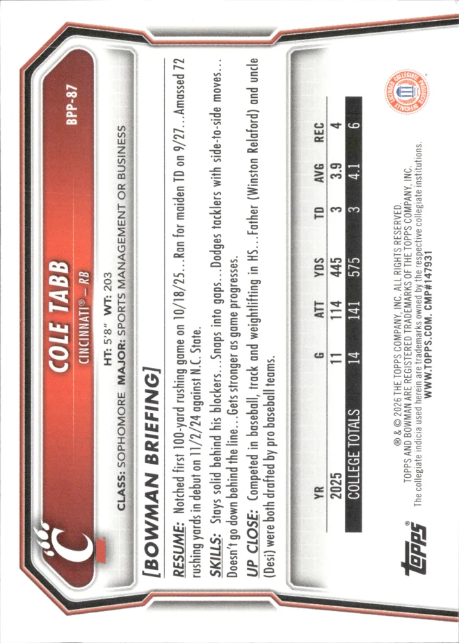 Cole Tabb card back