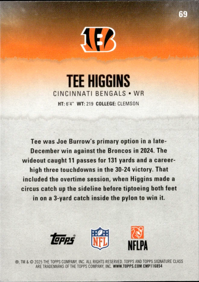 Tee Higgins card back