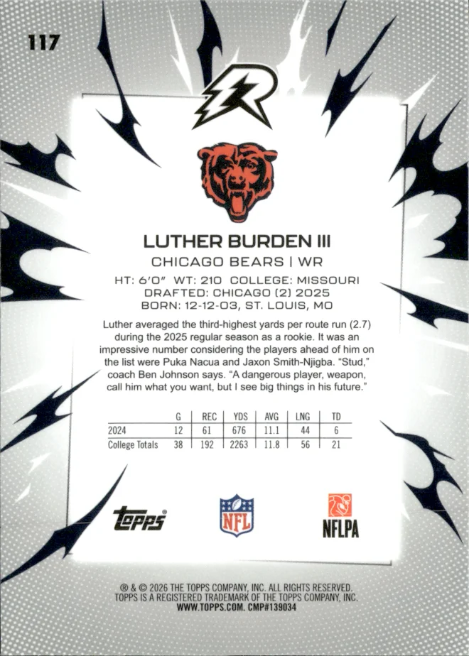 Luther Burden III card back