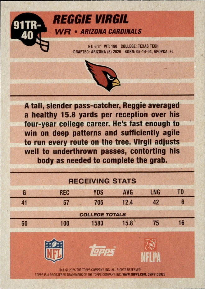 Reggie Virgil card back
