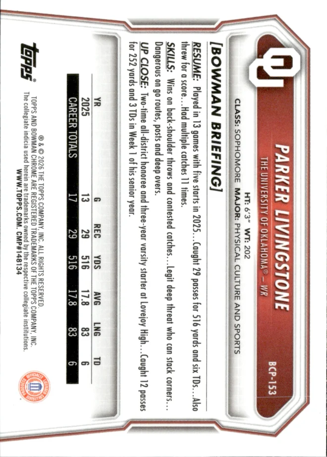 Parker Livingstone card back