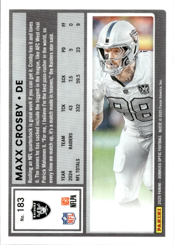 Maxx Crosby card back