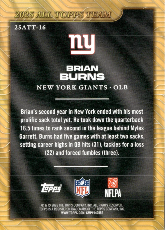 Brian Burns card back