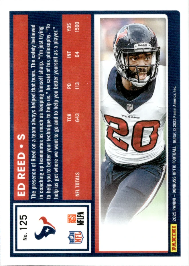 Ed Reed card back