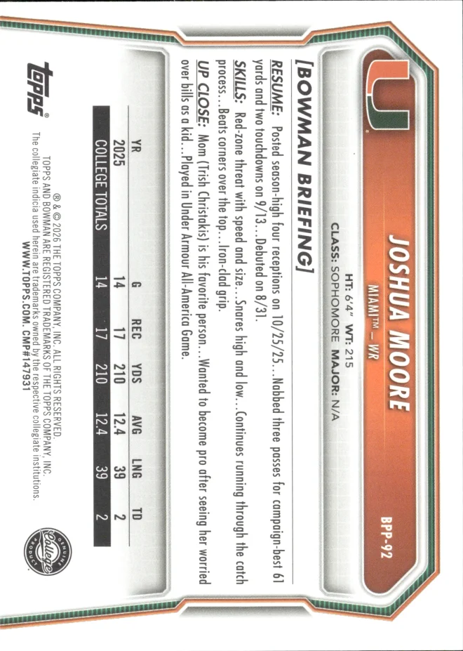 Joshua Moore card back