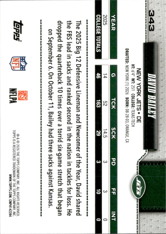 David Bailey card back