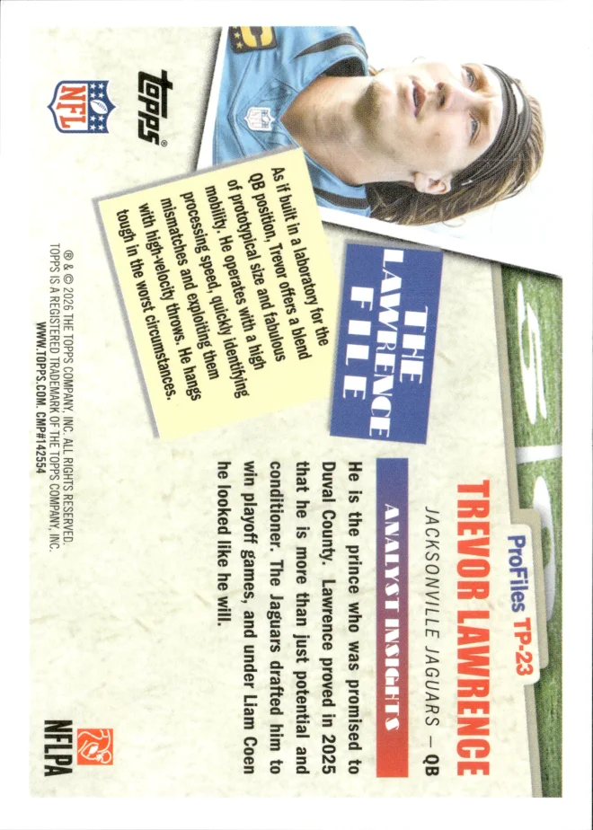 Trevor Lawrence card back