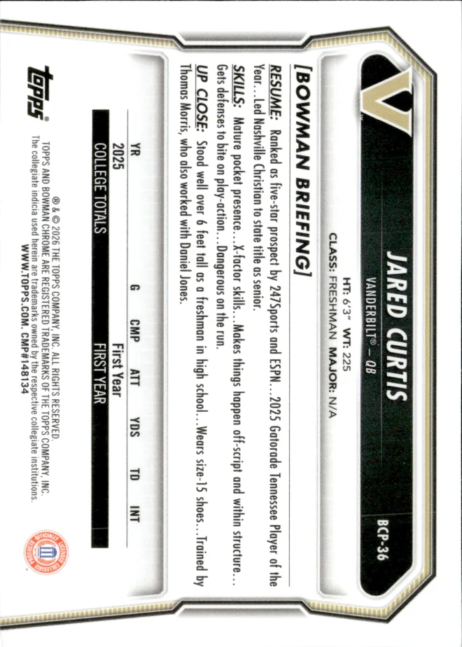 Jared Curtis card back