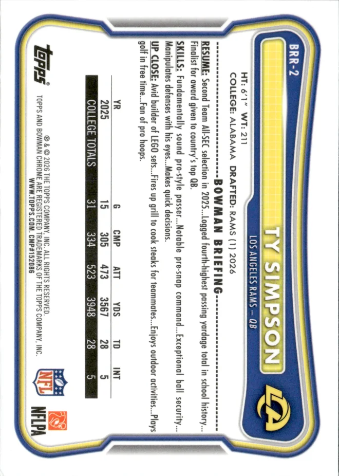 Ty Simpson card back