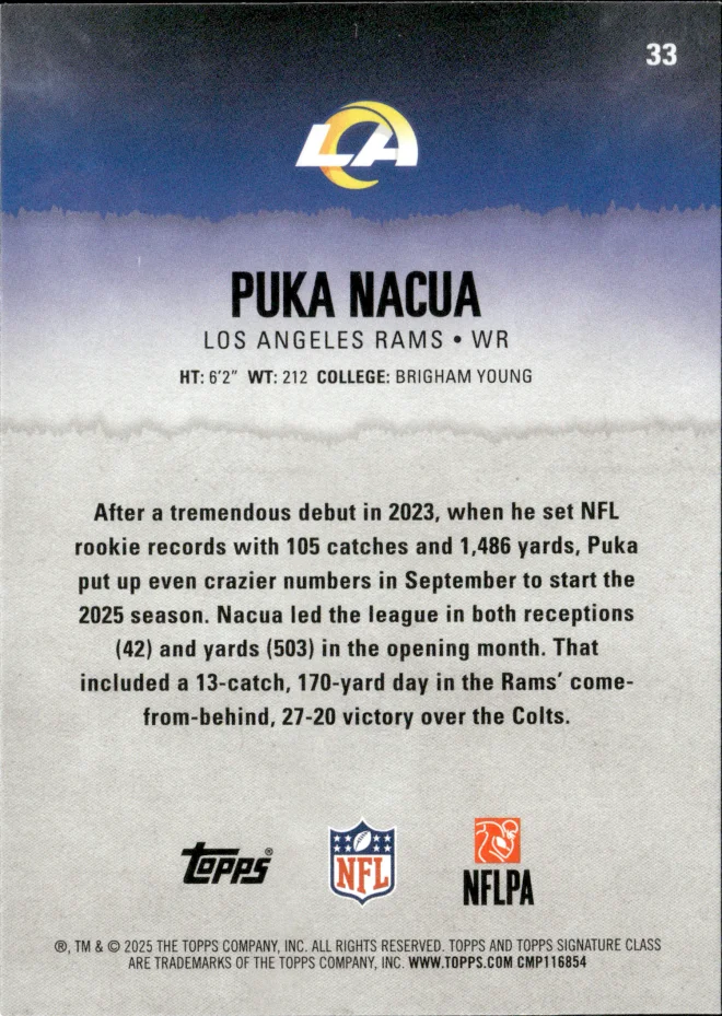 Puka Nacua card back
