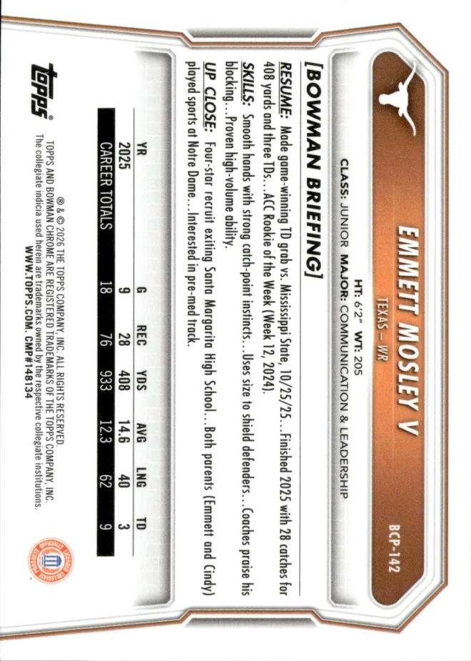 Emmett Mosley V card back